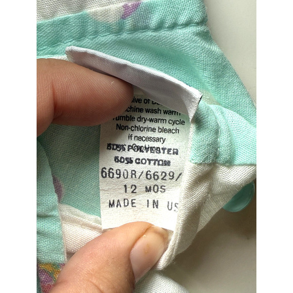 Vintage Precious Originals Dress Girls 12 Months Palm Tree Pocket Button USA 90s - Picture 7 of 7